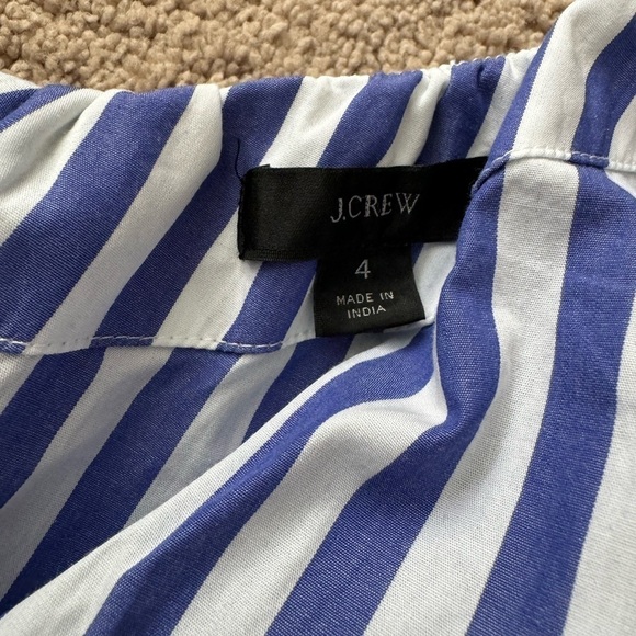 J.Crew- Blue and White Stripe One Shoulder Multi Ruffle Jumpsuit - Picture 5 of 8